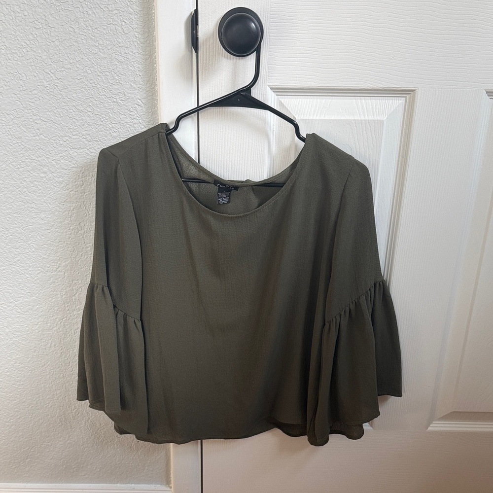Rue21 Olive Green Bell Sleeve Blouse